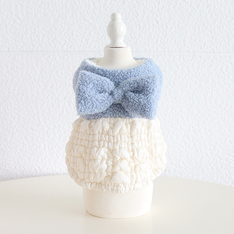 Pet Plush Dress Big Bow Quilted Skirt