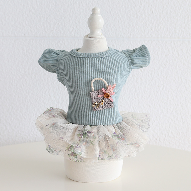 Pet Floral Dress Mini Purse Flutter Sleeve