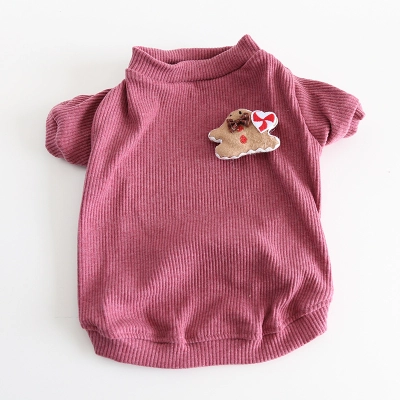 Pet Knit Sweater Gingerbread Applique Crew Neck 02