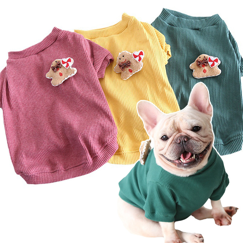 Pet Knit Sweater Gingerbread Applique Crew Neck