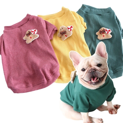 Pet Knit Sweater Gingerbread Applique Crew Neck 01