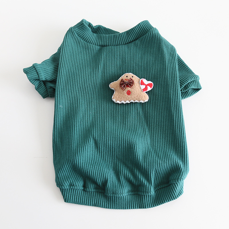 Pet Knit Sweater Gingerbread Applique Crew Neck