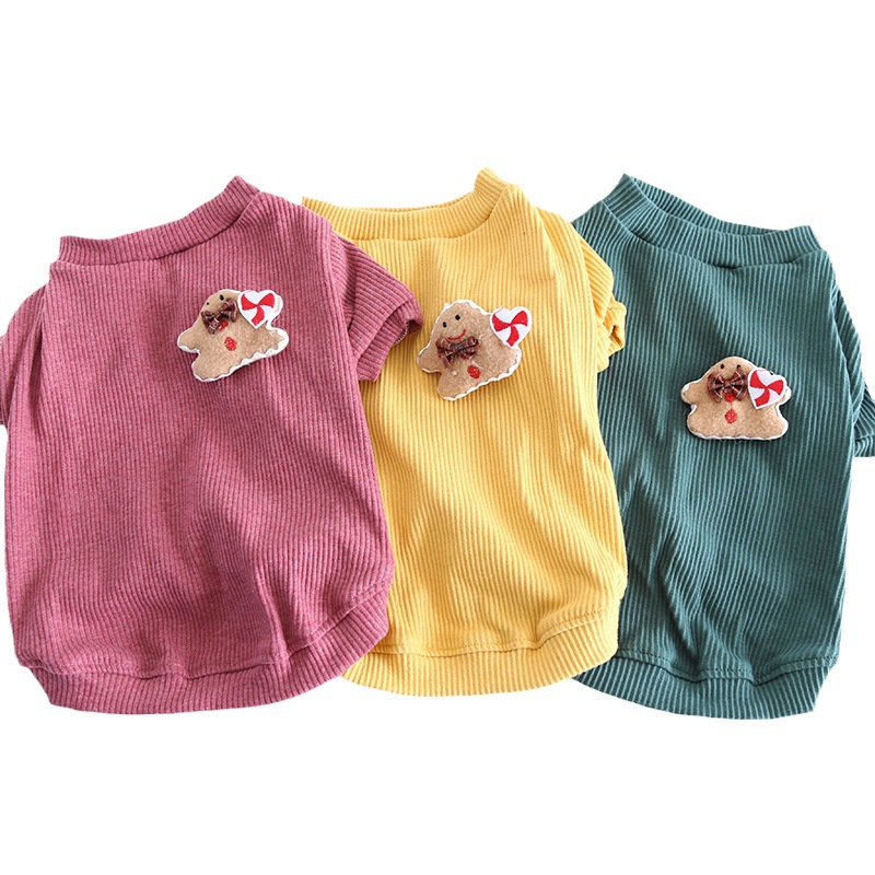 Pet Knit Sweater Gingerbread Applique Crew Neck