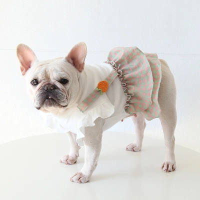 Pet Plaid Dress Carrot Bunny Applique Straps 02