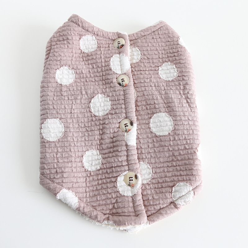 Pet Dot Pattern Knit Vest Four Buttons
