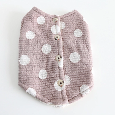 Pet Dot Pattern Knit Vest Four Buttons 02