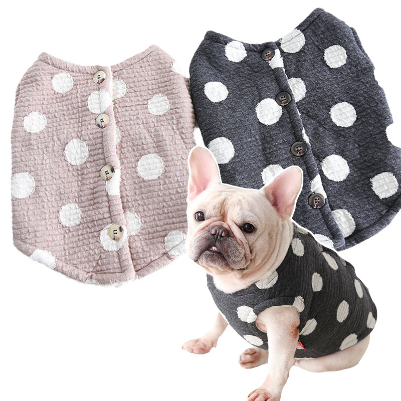 Pet Dot Pattern Knit Vest Four Buttons