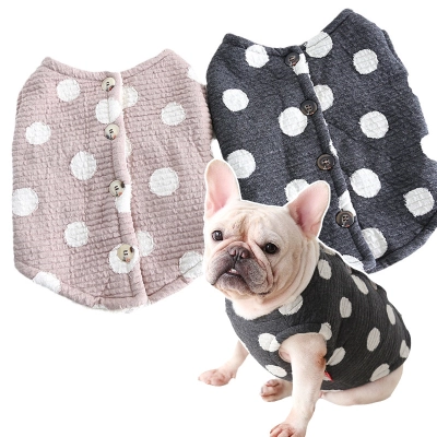 Pet Dot Pattern Knit Vest Four Buttons 01