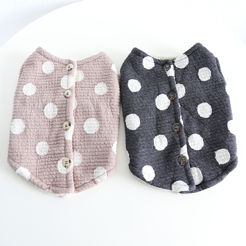 Pet Dot Pattern Knit Vest Four Buttons