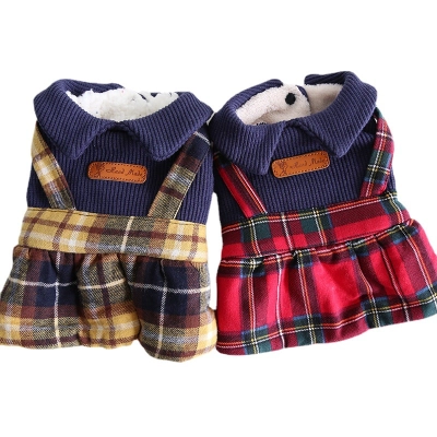 Pet Plaid Jumper Dress Sailor Collar Design 01