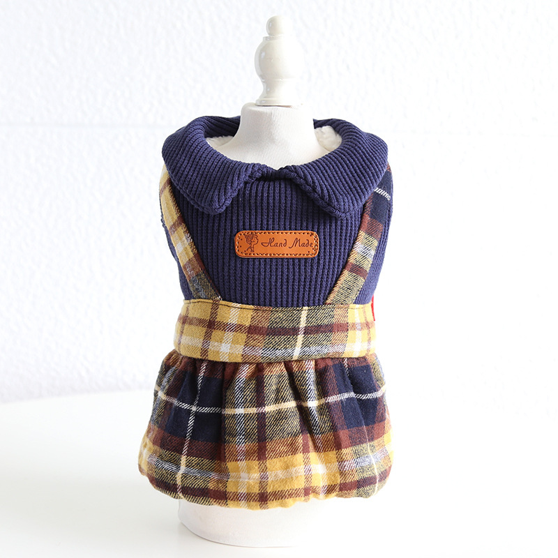Pet Plaid Jumper Dress Sailor Collar Design