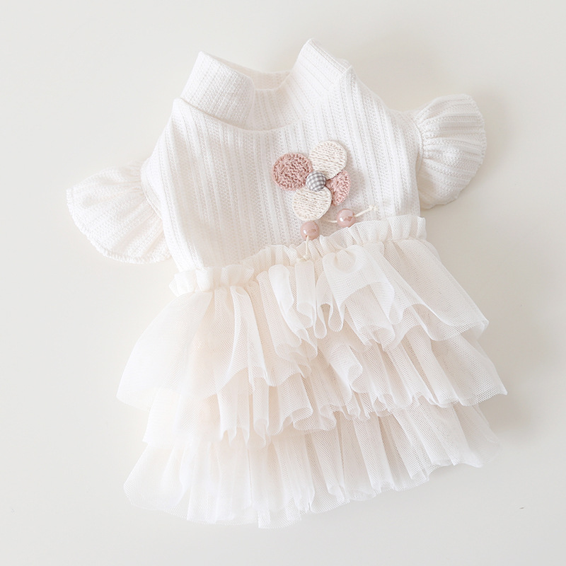 Pet Wedding Dress Lace Top Tulle Skirt