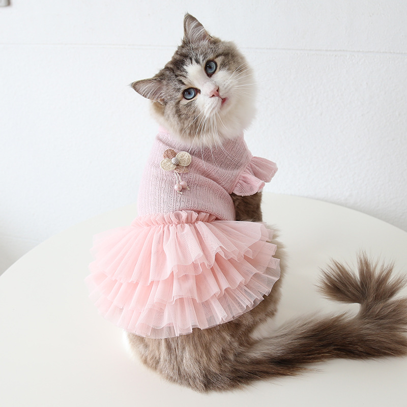 Pet Wedding Dress Lace Top Tulle Skirt