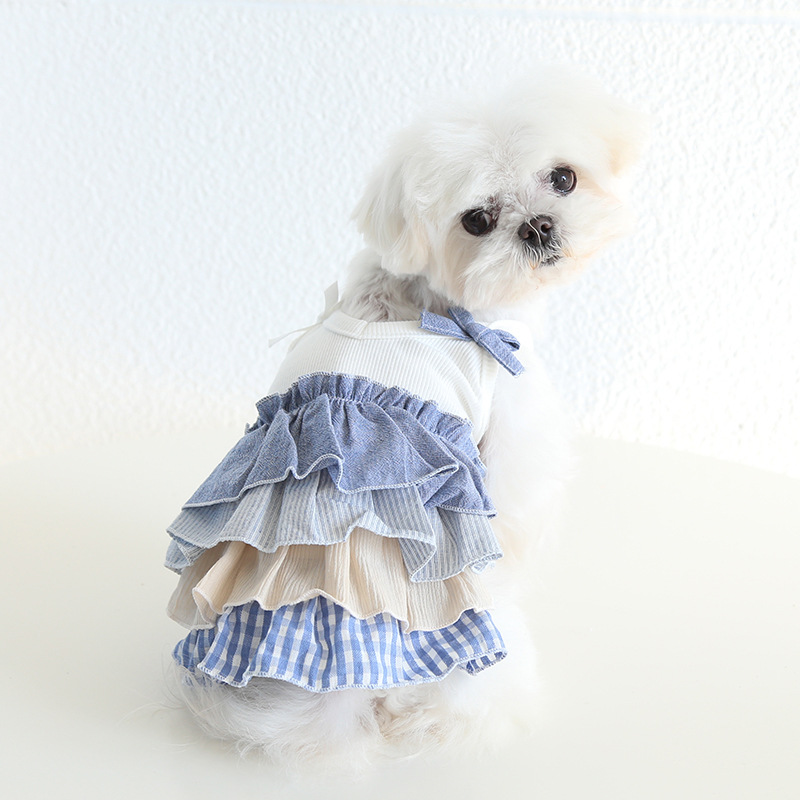 Pet Layered Skirt Bow Shoulders Knit Top