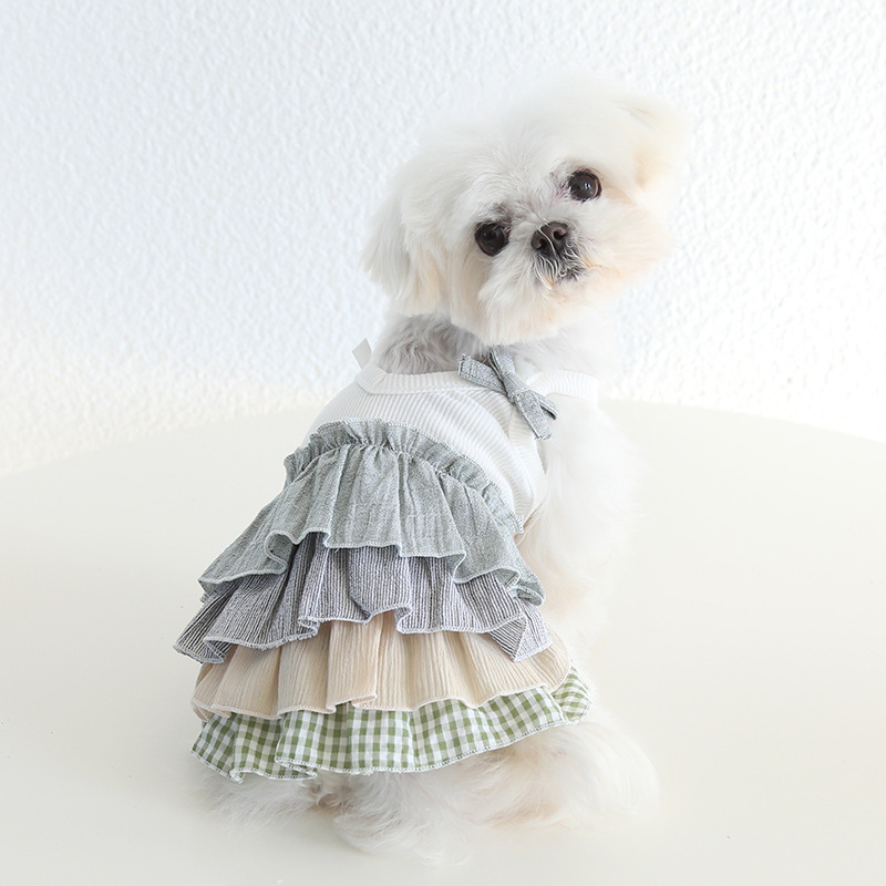 Pet Layered Skirt Bow Shoulders Knit Top