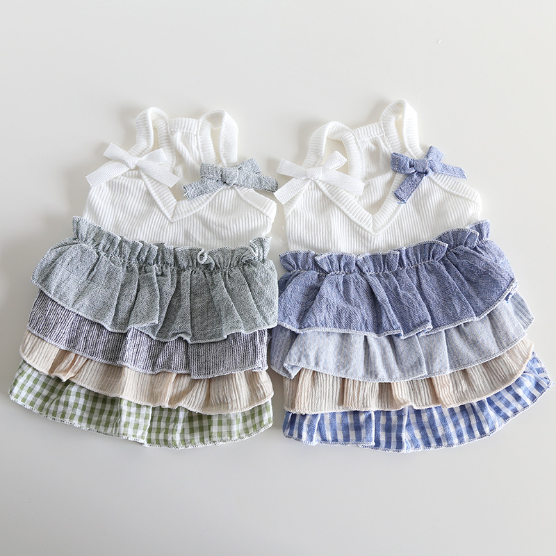 Pet Layered Skirt Bow Shoulders Knit Top