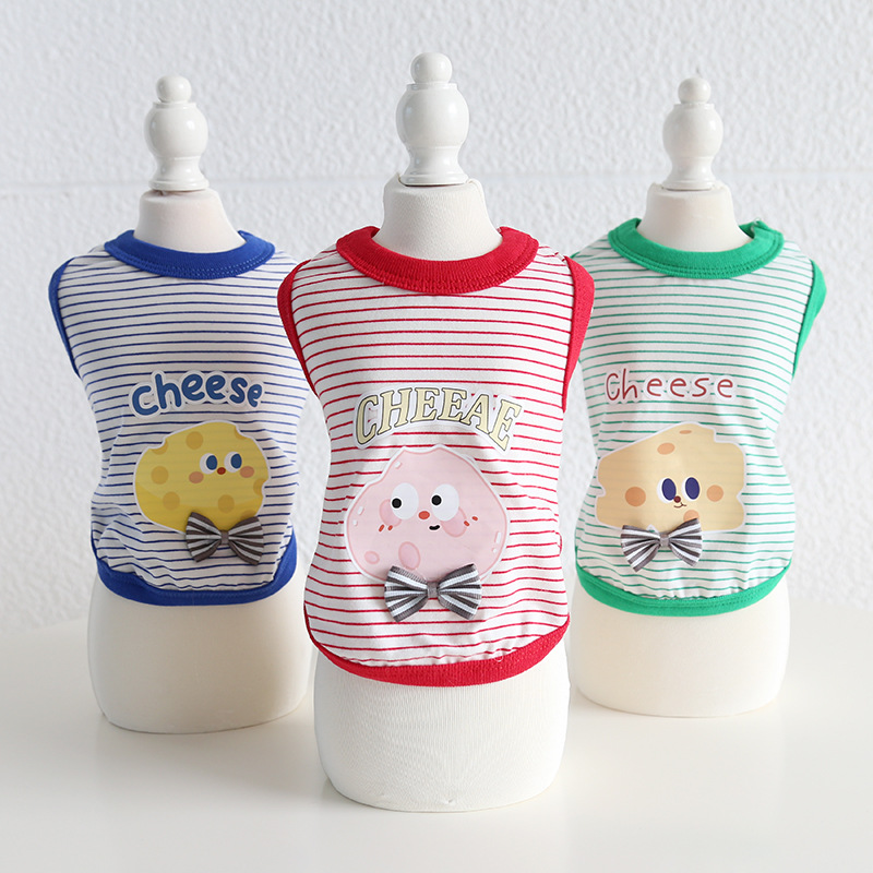 Pet Cheese Print Vest Bow Tie Collar