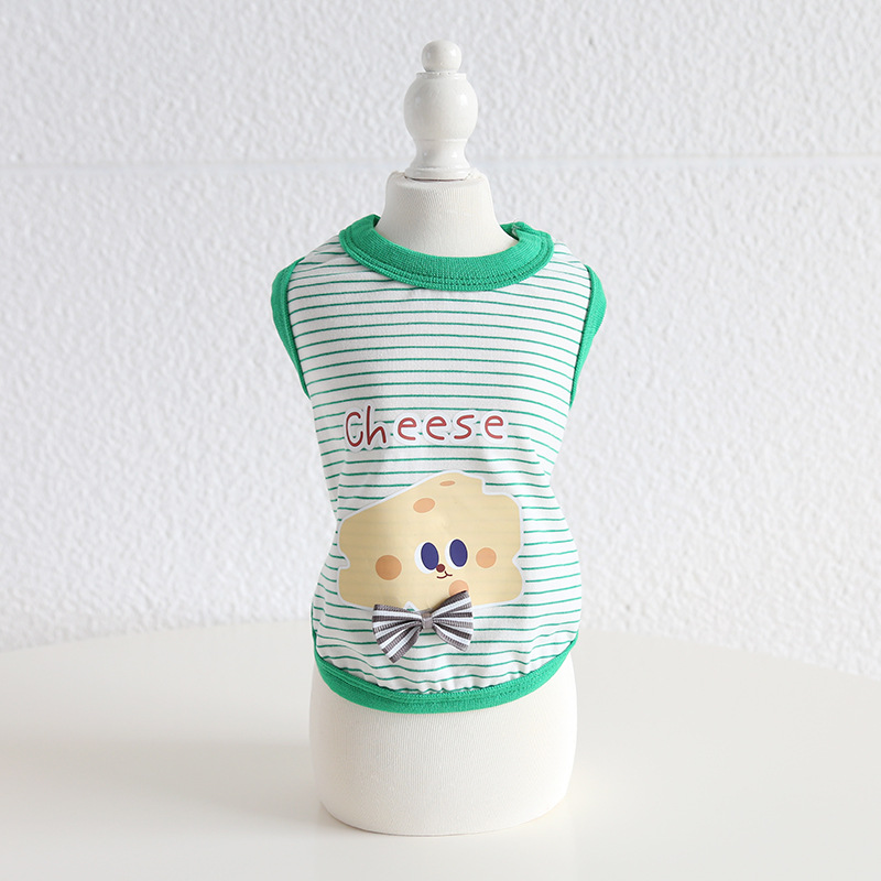 Pet Cheese Print Vest Bow Tie Collar