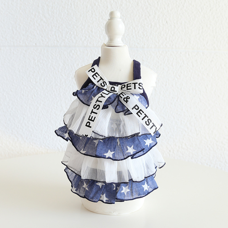 Pet Star Print Tiered Dress Bow Tie
