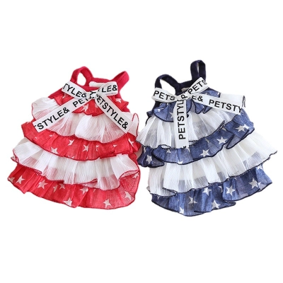 Pet Star Print Tiered Dress Bow Tie 01