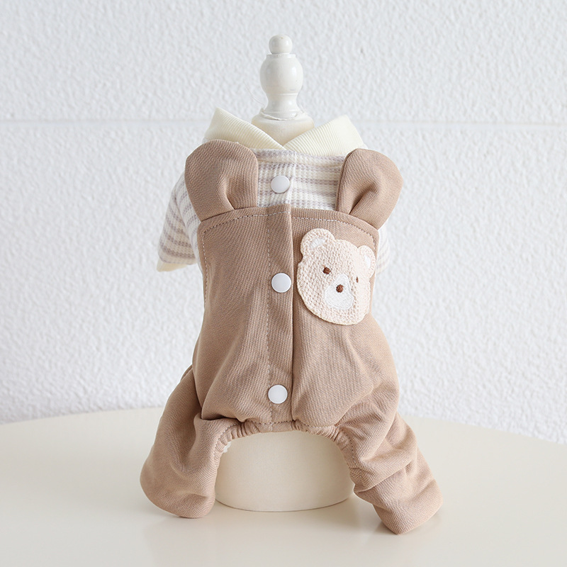 Pet Bear Ears Stripe Shirt Four Legs