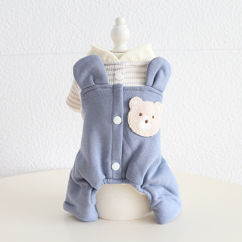 Pet Bear Ears Stripe Shirt Four Legs
