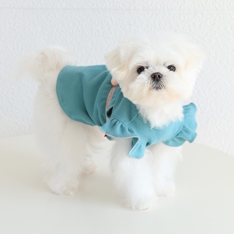 Pet Knit Dress Cherry Print Ribbon Ball