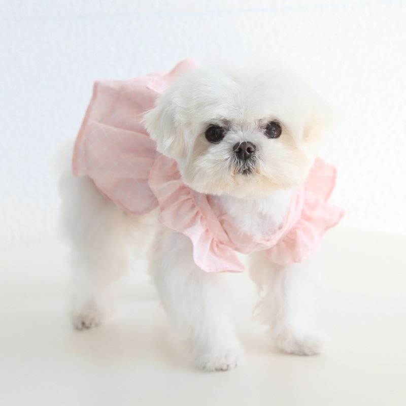 Pet Plaid Dress Big Bow Leash Ring