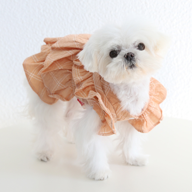 Pet Plaid Dress Big Bow Leash Ring