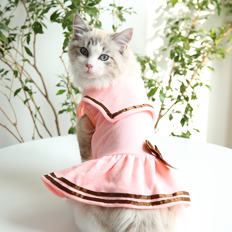 Pet Collar Dress Bow Tie Tiered Skirt