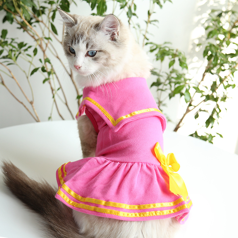 Pet Collar Dress Bow Tie Tiered Skirt