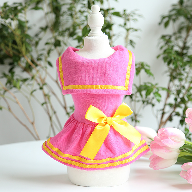 Pet Collar Dress Bow Tie Tiered Skirt