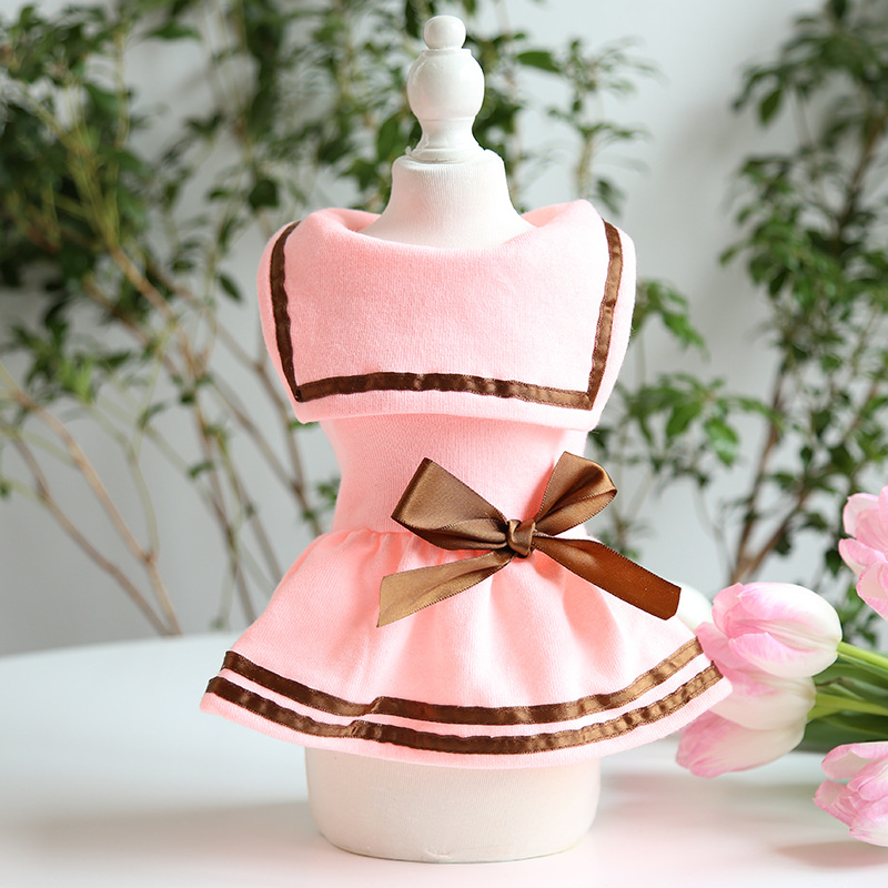 Pet Collar Dress Bow Tie Tiered Skirt