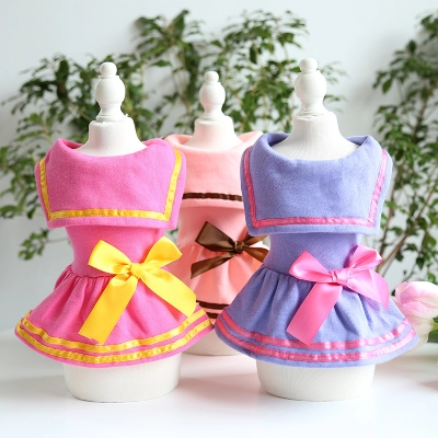 Pet Collar Dress Bow Tie Tiered Skirt 01