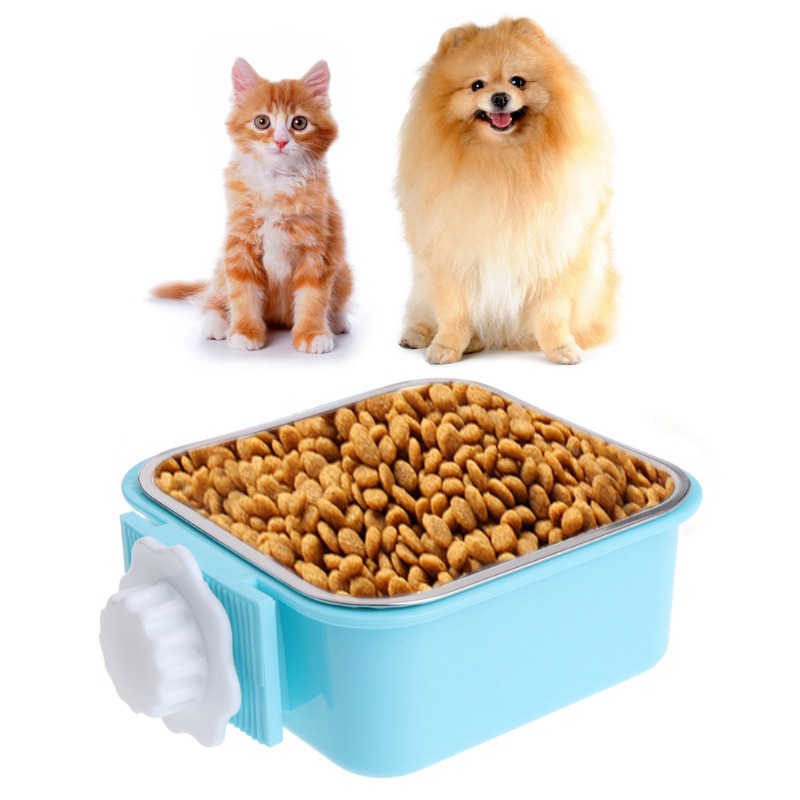Pet Stainless Steel Bowl Cage Mount Feeder