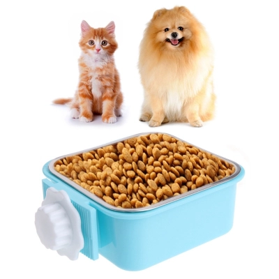 Pet Stainless Steel Bowl Cage Mount Feeder 02