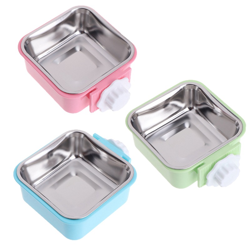 Pet Stainless Steel Bowl Cage Mount Feeder