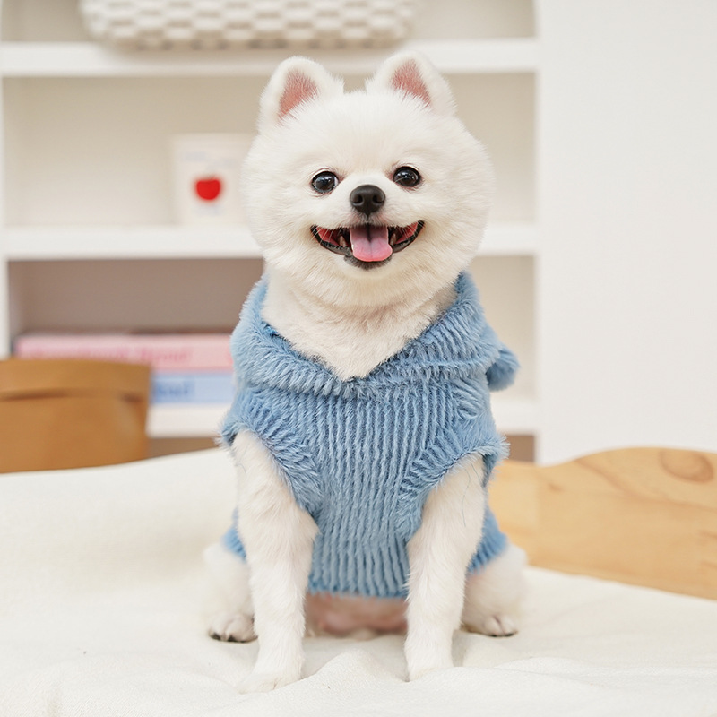 Pet Hooded Vest Plush Fabric Winter Wear