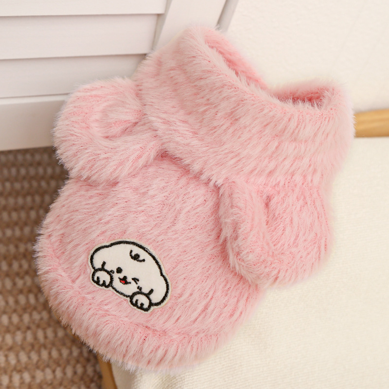 Pet Hooded Vest Plush Fabric Winter Wear