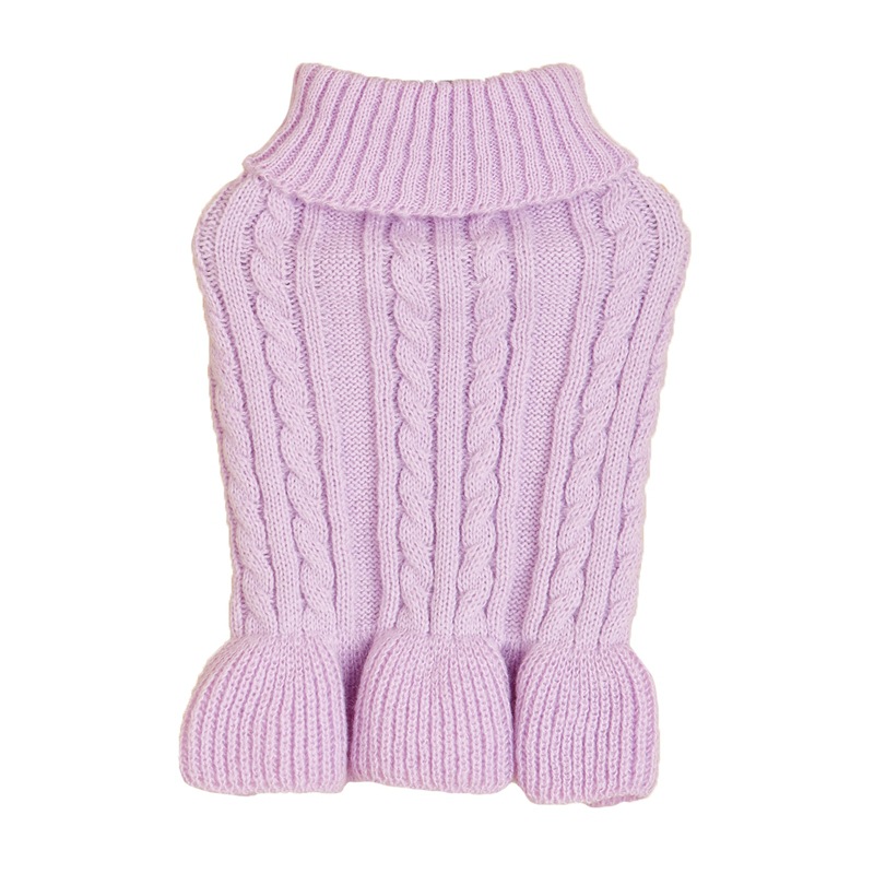 Pet Knit Sweater Cable Pattern High Neck Design