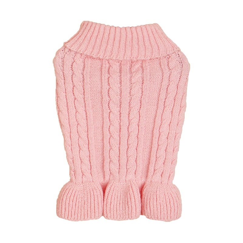 Pet Knit Sweater Cable Pattern High Neck Design