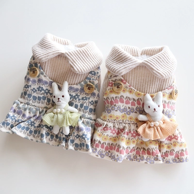 Pet Floral Jumper Dress Bunny Accent Knit 02