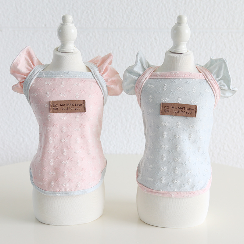 Pet Jacquard Vest Flutter Sleeve Breathable Fabric