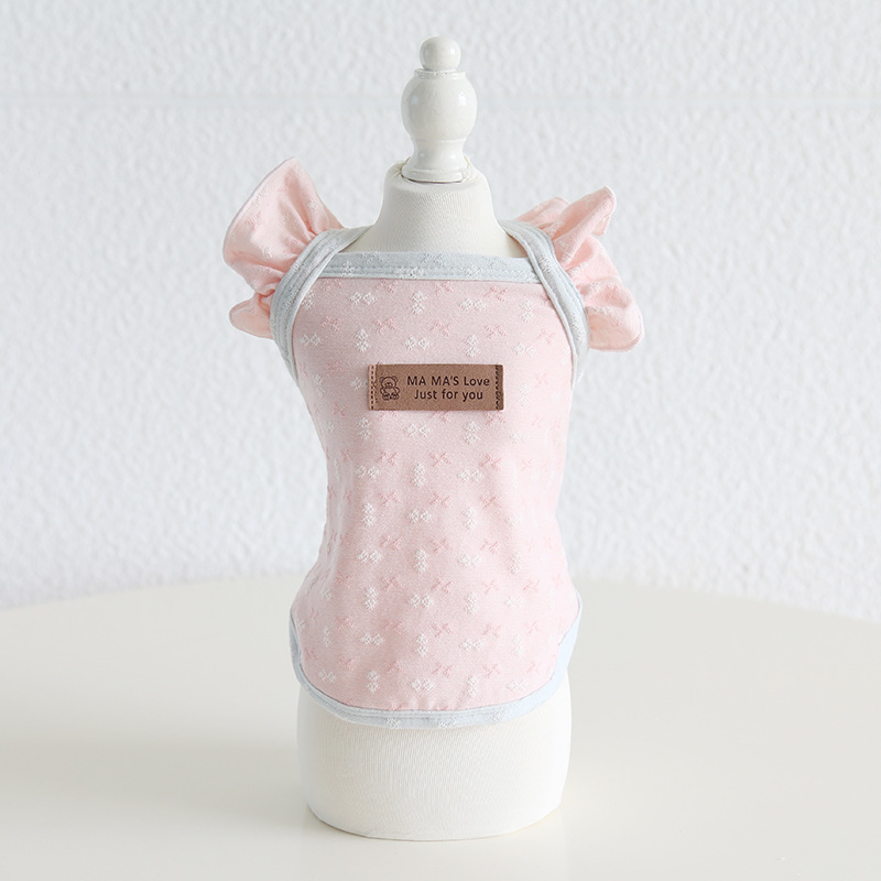 Pet Jacquard Vest Flutter Sleeve Breathable Fabric