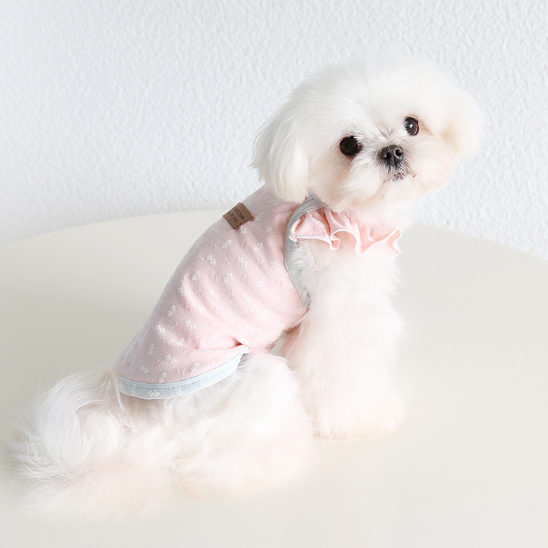 Pet Jacquard Vest Flutter Sleeve Breathable Fabric