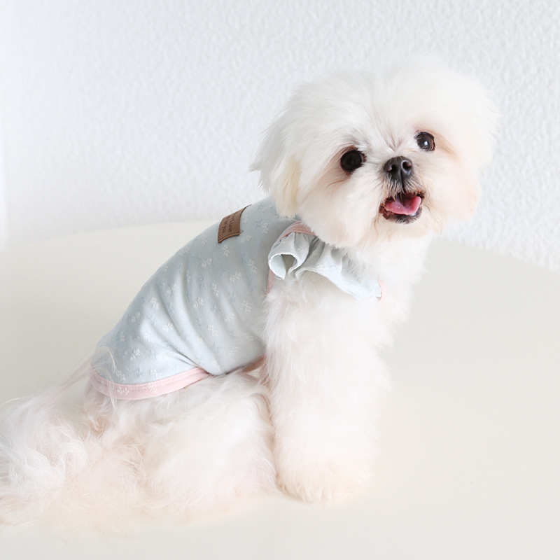 Pet Jacquard Vest Flutter Sleeve Breathable Fabric