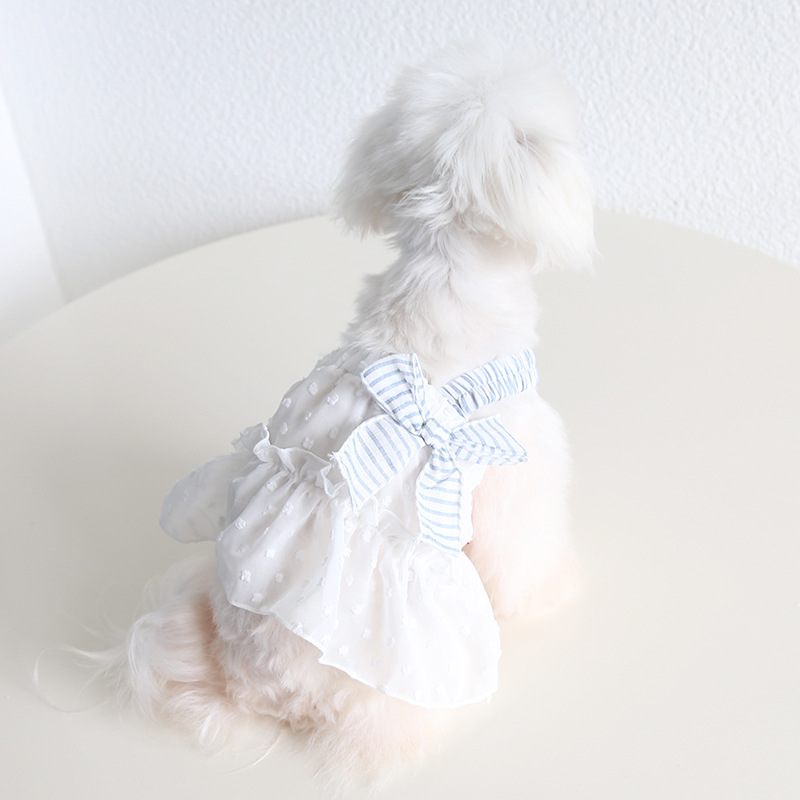 Pet Chiffon Dress Cross Strap Bow Detail
