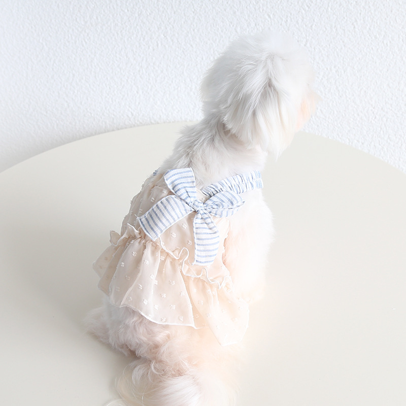Pet Chiffon Dress Cross Strap Bow Detail