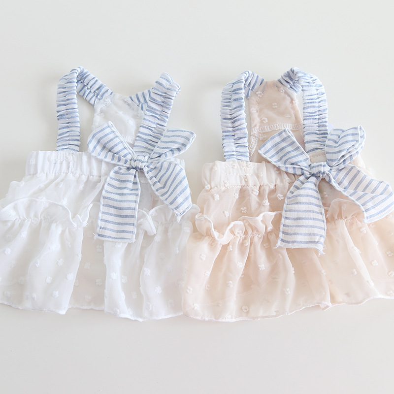 Pet Chiffon Dress Cross Strap Bow Detail