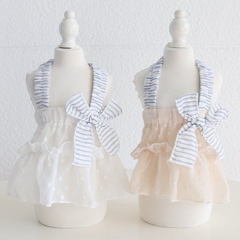 Pet Chiffon Dress Cross Strap Bow Detail